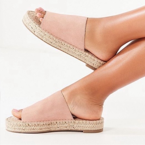NIB Urban Outfitters Mimi Suede Espadrille Slide Sandals in Pink - Picture 5 of 8